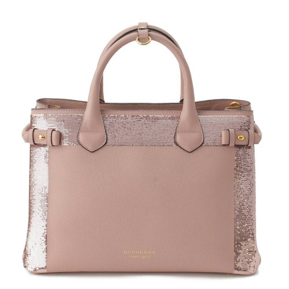 BurberryBurberry Banner Sequin Leather Handbag Pink